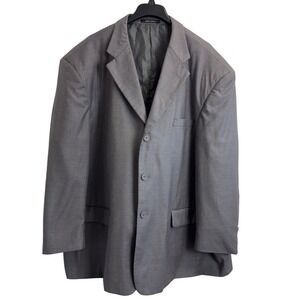 Eddie Domani Mens Gray 3 Button Wool Blend Blazer Sport Coat Jacket Size 56R